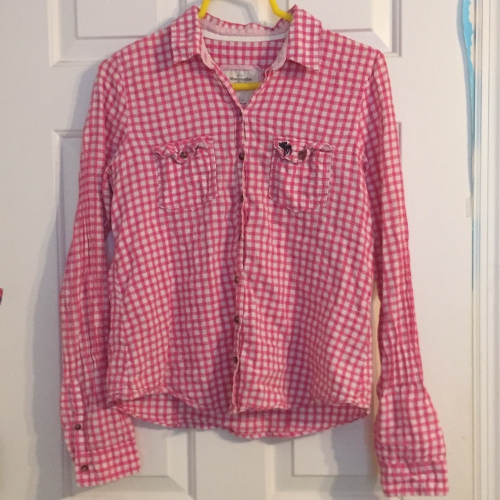 Abercrombie & Fitch Pink & White Large Flannel